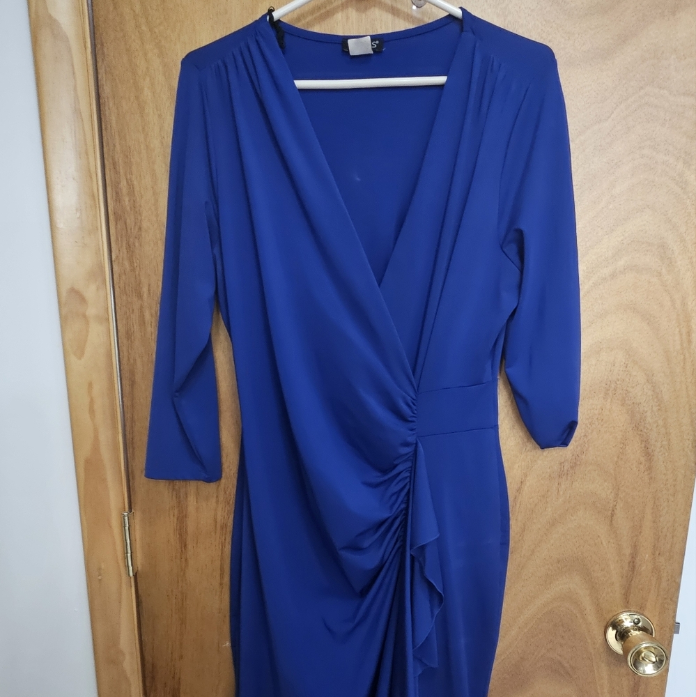 Womens Venus Blue Faux Wrap Dress